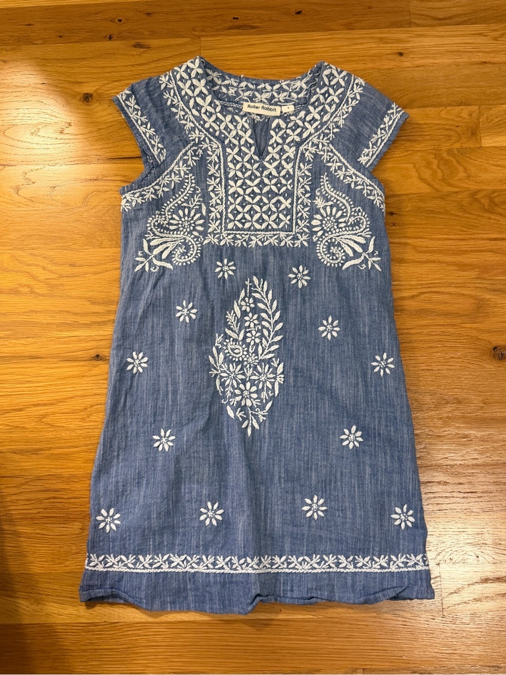 Roller Rabbit Blue Dress with White Embroidery